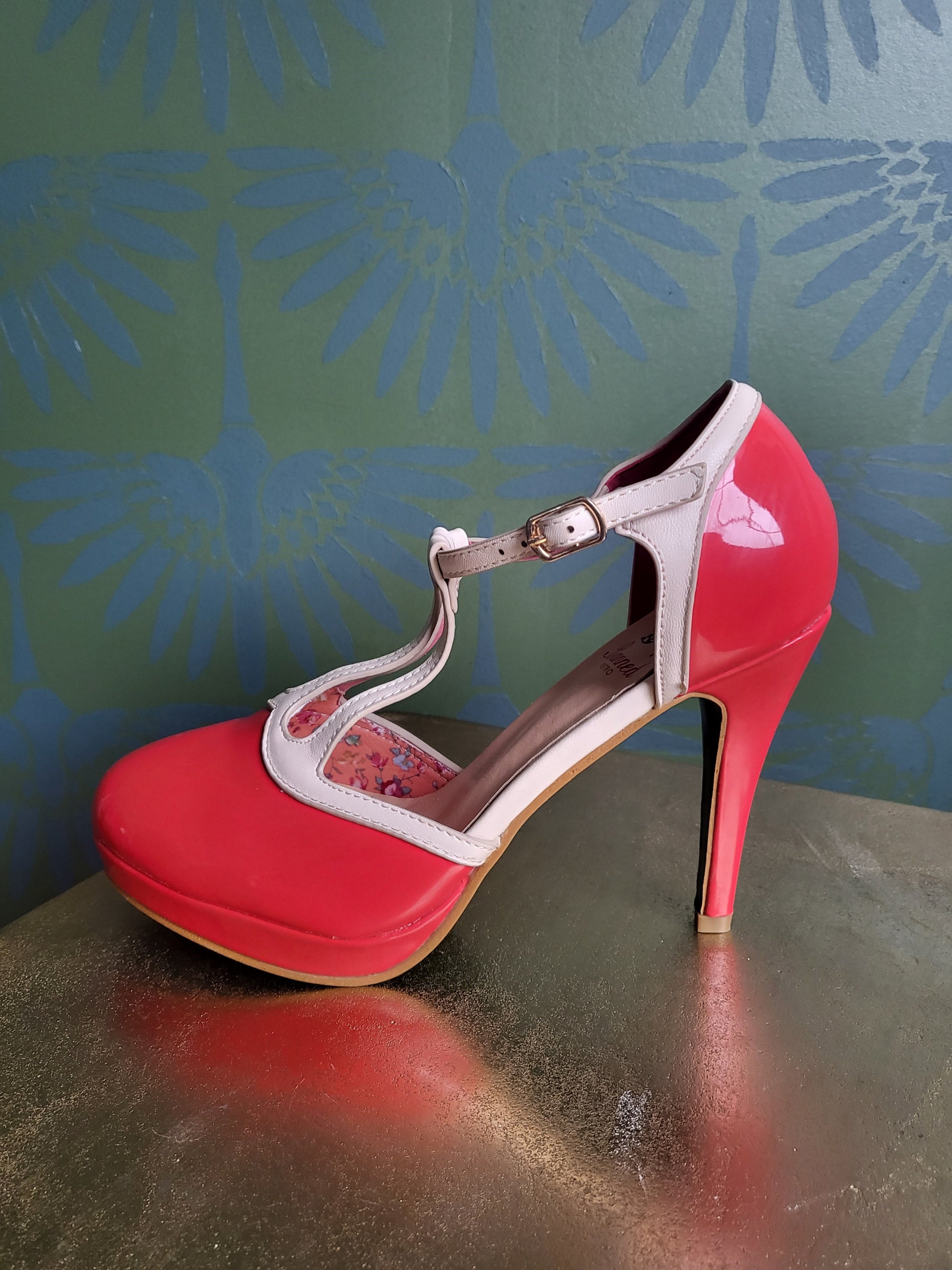 Betty T Strap Rockabilly Heel RED Nancy s Vintage and Retro