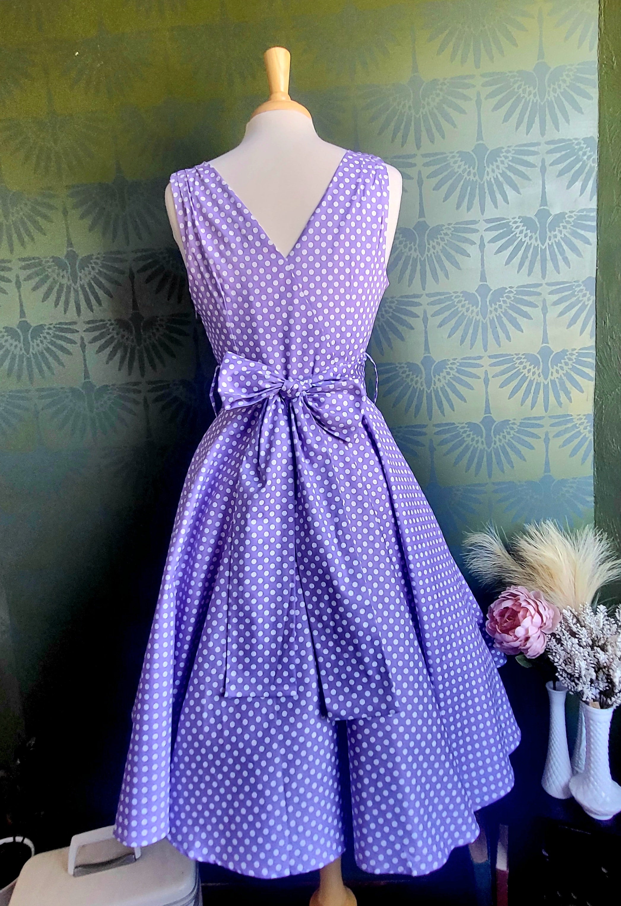 Lavender polka dot dress hotsell