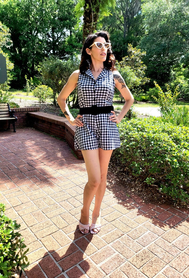 Black and white playsuits discount